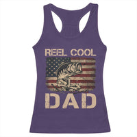 Reel Cool Dad Racerback Tank Top Funny Fishing USA Flag Patriotic Fisherman Fathers Day