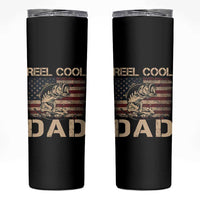 Reel Cool Dad Skinny Tumbler Funny Fishing USA Flag Patriotic Fisherman Fathers Day