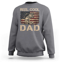 Reel Cool Dad Sweatshirt Funny Fishing USA Flag Patriotic Fisherman Fathers Day