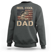 Reel Cool Dad Sweatshirt Funny Fishing USA Flag Patriotic Fisherman Fathers Day