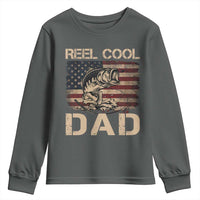 Reel Cool Dad Youth Sweatshirt Funny Fishing USA Flag Patriotic Fisherman Fathers Day