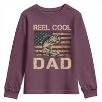 Reel Cool Dad Youth Sweatshirt Funny Fishing USA Flag Patriotic Fisherman Fathers Day