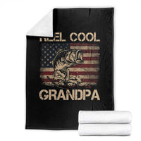 Reel Cool Grandpa Throw Blanket Funny Fishing USA Flag Patriotic Fisherman Fathers Day