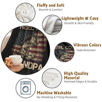 Reel Cool Grandpa Throw Blanket Funny Fishing USA Flag Patriotic Fisherman Fathers Day