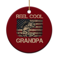Reel Cool Grandpa Ceramic Ornament Funny Fishing USA Flag Patriotic Fisherman Fathers Day