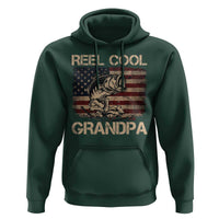 Reel Cool Grandpa Hoodie Funny Fishing USA Flag Patriotic Fisherman Fathers Day