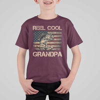 Reel Cool Grandpa T Shirt For Kid Funny Fishing USA Flag Patriotic Fisherman Fathers Day