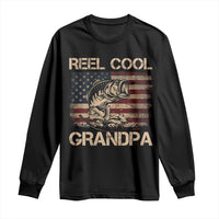 Reel Cool Grandpa Long Sleeve Shirt Funny Fishing USA Flag Patriotic Fisherman Fathers Day