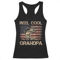 Reel Cool Grandpa Racerback Tank Top Funny Fishing USA Flag Patriotic Fisherman Fathers Day