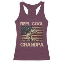 Reel Cool Grandpa Racerback Tank Top Funny Fishing USA Flag Patriotic Fisherman Fathers Day