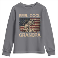 Reel Cool Grandpa Youth Sweatshirt Funny Fishing USA Flag Patriotic Fisherman Fathers Day