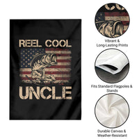 Reel Cool Uncle Garden Flag Funny Fishing USA Flag Patriotic Fisherman Fathers Day
