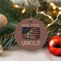 Reel Cool Uncle Ceramic Ornament Funny Fishing USA Flag Patriotic Fisherman Fathers Day