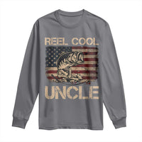 Reel Cool Uncle Long Sleeve Shirt Funny Fishing USA Flag Patriotic Fisherman Fathers Day