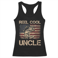 Reel Cool Uncle Racerback Tank Top Funny Fishing USA Flag Patriotic Fisherman Fathers Day