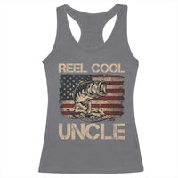 Reel Cool Uncle Racerback Tank Top Funny Fishing USA Flag Patriotic Fisherman Fathers Day