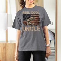 Reel Cool Uncle T Shirt For Women Funny Fishing USA Flag Patriotic Fisherman Fathers Day