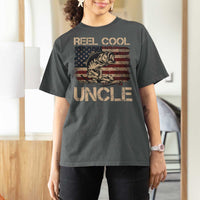 Reel Cool Uncle T Shirt For Women Funny Fishing USA Flag Patriotic Fisherman Fathers Day