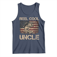 Reel Cool Uncle Tank Top Funny Fishing USA Flag Patriotic Fisherman Fathers Day