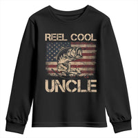 Reel Cool Uncle Youth Sweatshirt Funny Fishing USA Flag Patriotic Fisherman Fathers Day