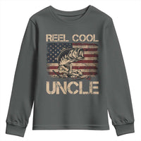 Reel Cool Uncle Youth Sweatshirt Funny Fishing USA Flag Patriotic Fisherman Fathers Day