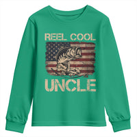 Reel Cool Uncle Youth Sweatshirt Funny Fishing USA Flag Patriotic Fisherman Fathers Day