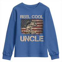 Reel Cool Uncle Youth Sweatshirt Funny Fishing USA Flag Patriotic Fisherman Fathers Day