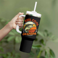 Reel Cool Grandpa Tumbler With Handle Funny Fathers Day Dada Fishing Lover Fisherman