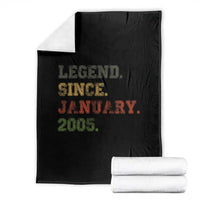21st Birthday Gifts Throw Blanket Retro 21 Years Old Legend Since January 2005
