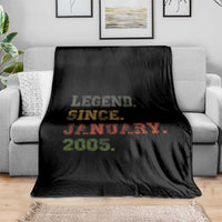 21st Birthday Gifts Throw Blanket Retro 21 Years Old Legend Since January 2005