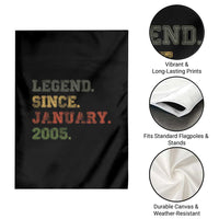 21st Birthday Gifts Garden Flag Retro 21 Years Old Legend Since January 2005