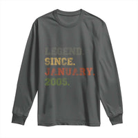 21st Birthday Gifts Long Sleeve Shirt Retro 21 Years Old Legend Since January 2005