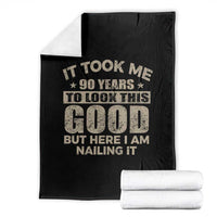 Funny 90th Birthday Throw Blanket Retro Grandpa Grandma Bday Gift