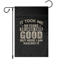 Funny 90th Birthday Garden Flag Retro Grandpa Grandma Bday Gift