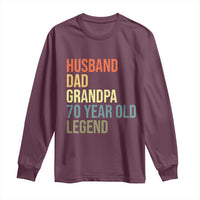 70th Birthday Long Sleeve Shirt Husband Dad Grandpa 70 Year Old Legend