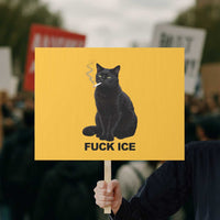 Fck Ice Smoking Cat Protest Sign Subtle FDT Black Cat Meme