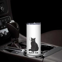Fck Ice Smoking Cat Skinny Tumbler Subtle FDT Black Cat Meme