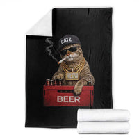 Funny Smoking Cat Meme Throw Blanket Vintage Graphic Cigarette Kitty Beer Cat Lover