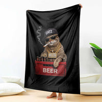 Funny Smoking Cat Meme Throw Blanket Vintage Graphic Cigarette Kitty Beer Cat Lover