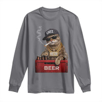 Funny Smoking Cat Meme Long Sleeve Shirt Vintage Graphic Cigarette Kitty Beer Cat Lover