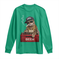 Funny Smoking Cat Meme Long Sleeve Shirt Vintage Graphic Cigarette Kitty Beer Cat Lover