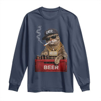 Funny Smoking Cat Meme Long Sleeve Shirt Vintage Graphic Cigarette Kitty Beer Cat Lover