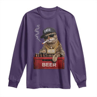 Funny Smoking Cat Meme Long Sleeve Shirt Vintage Graphic Cigarette Kitty Beer Cat Lover