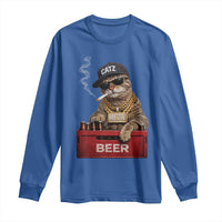 Funny Smoking Cat Meme Long Sleeve Shirt Vintage Graphic Cigarette Kitty Beer Cat Lover