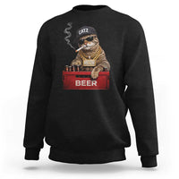 Funny Smoking Cat Meme Sweatshirt Vintage Graphic Cigarette Kitty Beer Cat Lover
