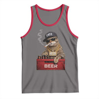 Funny Smoking Cat Meme Tank Top Vintage Graphic Cigarette Kitty Beer Cat Lover