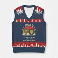 Funny 90th Birthday V-Neck Knit Sweater Vest Vintage Retro Built 90 Years Ago