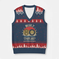 Funny 80th Birthday V-Neck Knit Sweater Vest Vintage Retro Built 80 Years Ago