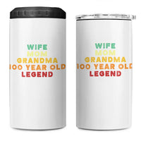 100th Birthday Gifts For Women 4 in 1 Can Cooler Tumbler Wife Mom Grandma 100 Year Old Legend