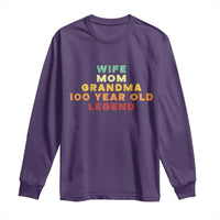 100th Birthday Gifts For Women Long Sleeve Shirt Wife Mom Grandma 100 Year Old Legend